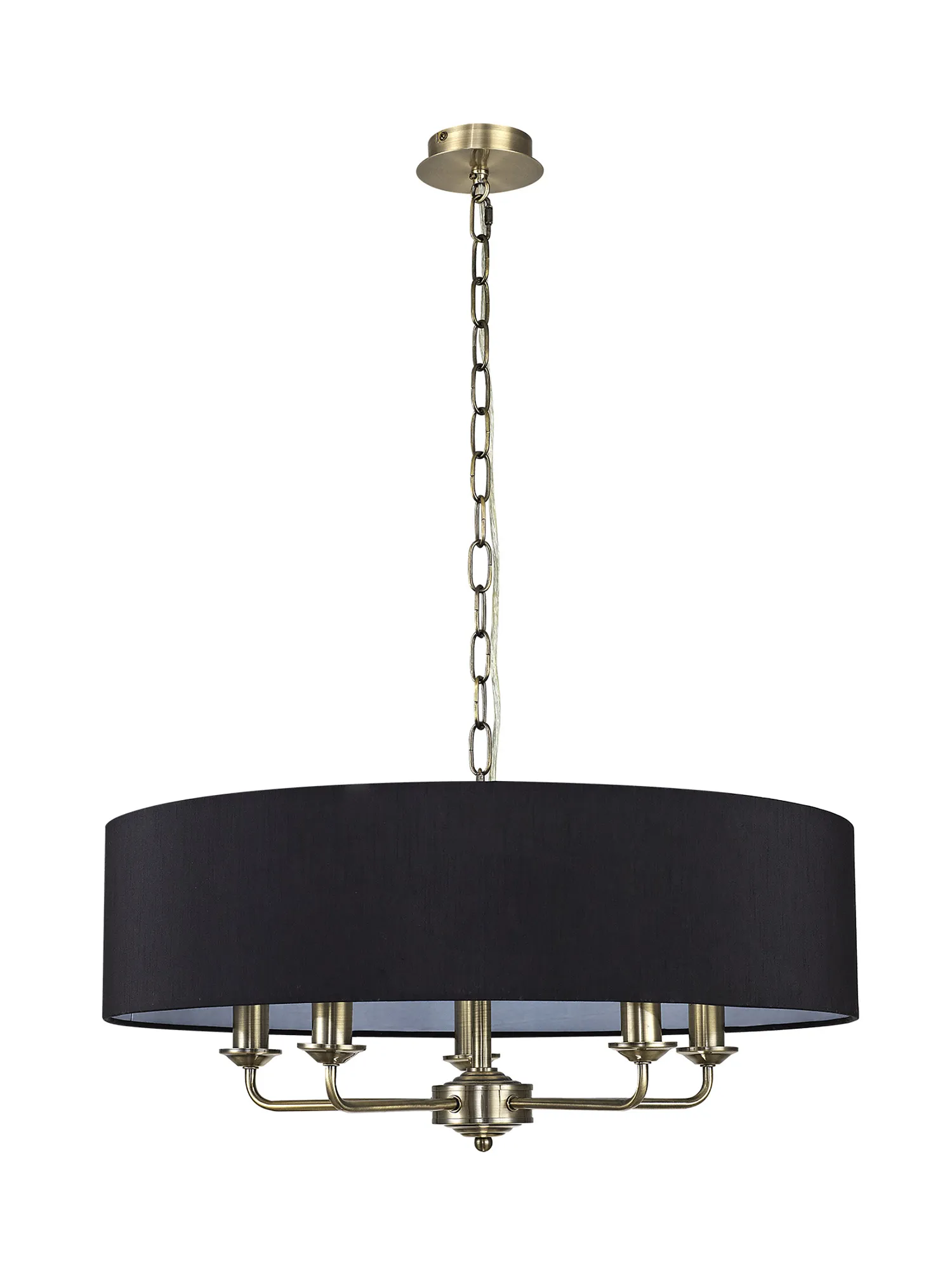 Banyan 60cm 5 Light Pendant Antique Brass; Black DK0034  Deco Banyan AB BL